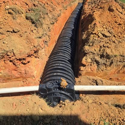 New septic drain field being installed