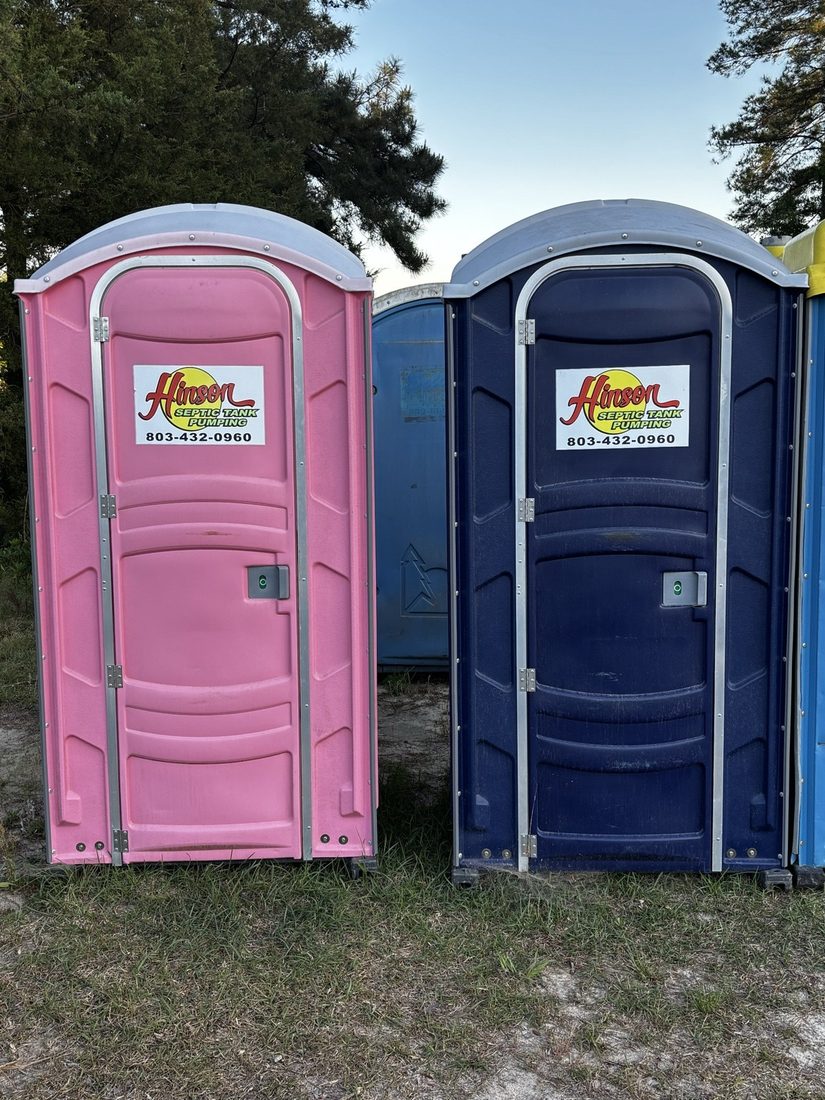 Porta john rental units on a job site